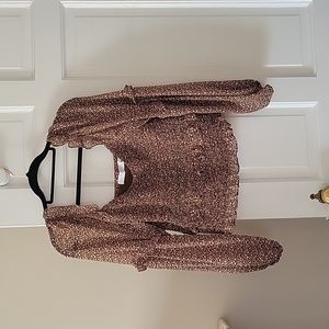 ASTR the Label Tonina Brown Ditsy Top in size large